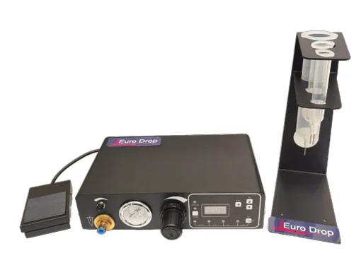 Poly Dose M46 automatic digital dispenser with foot pedal and syringe stand